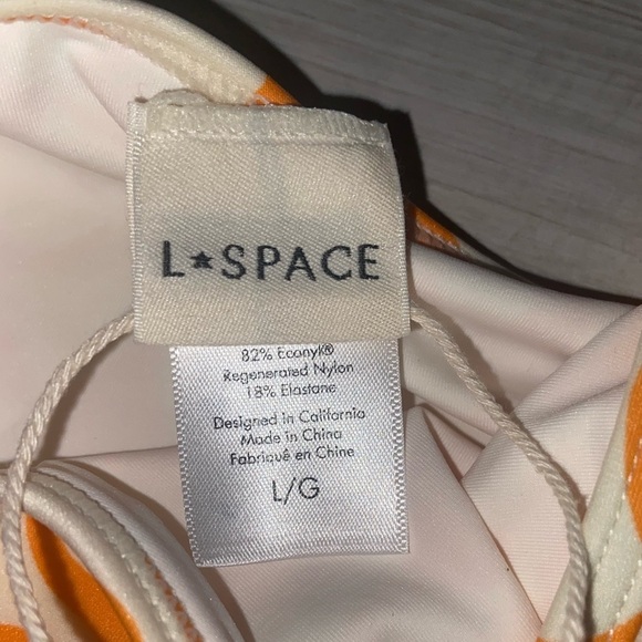 NWT L*Space Levy Classic Bikini Bottom Orange and White Patterned Womens Size L - Picture 5 of 11